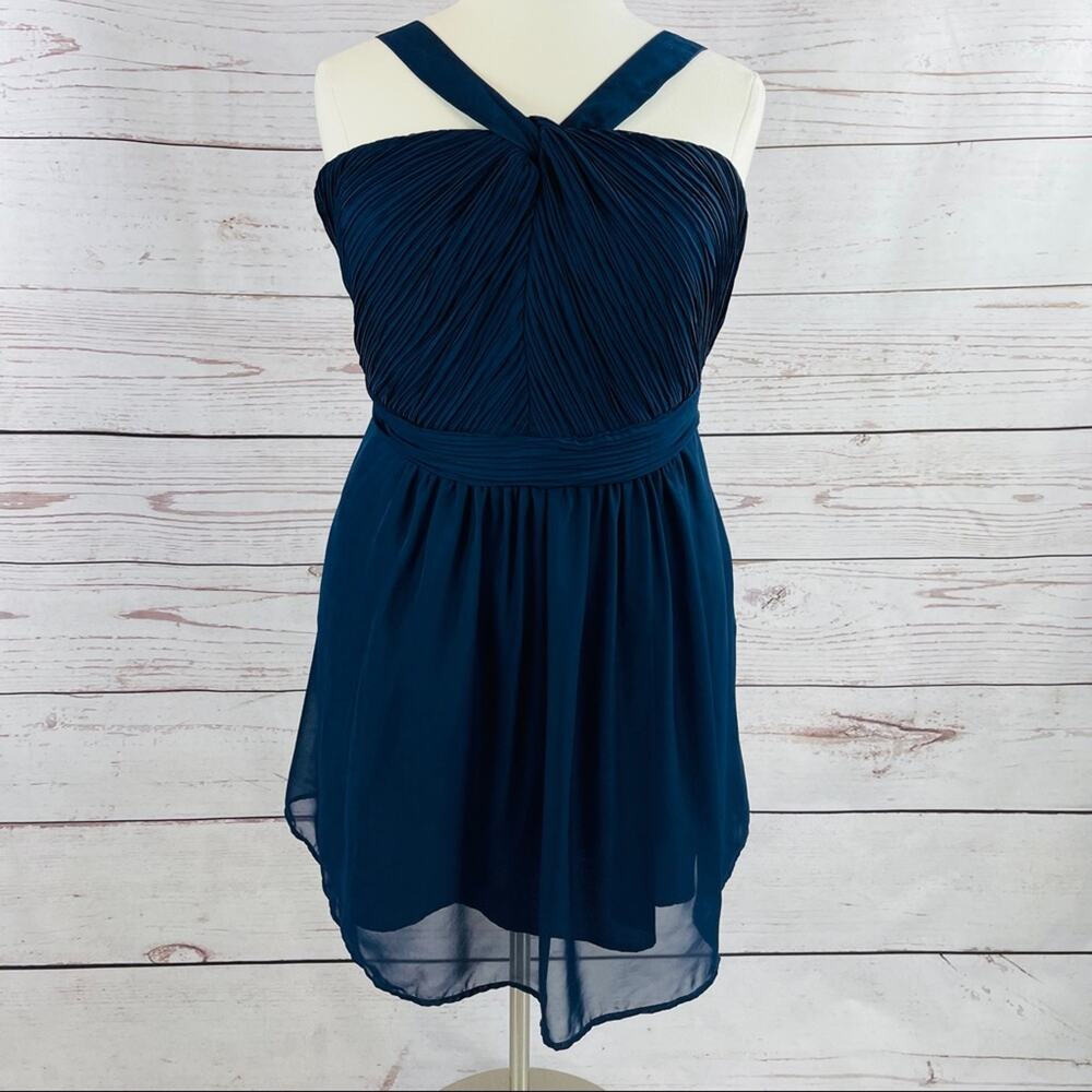 Tevolio navy pleated ruched bust dress
